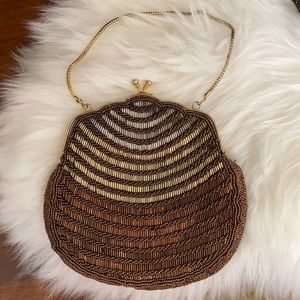Vintage bronze & gold beaded evening bag